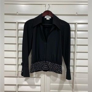 Vintage Jiki Monte-Carlo Black Crystal Waist Blouse FR 38 / US Medium